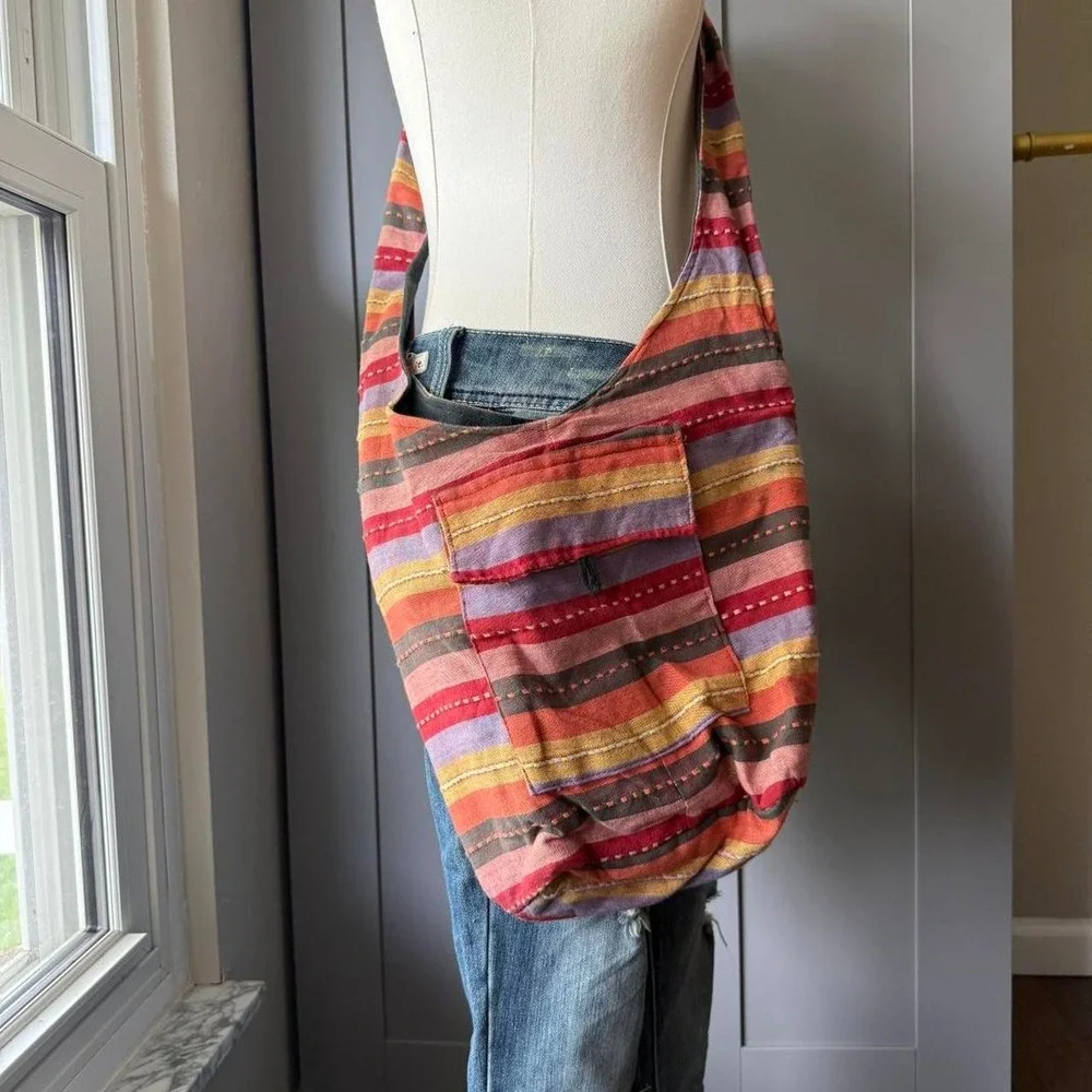 Boho Stripe Crossbody Bag Cotton India
